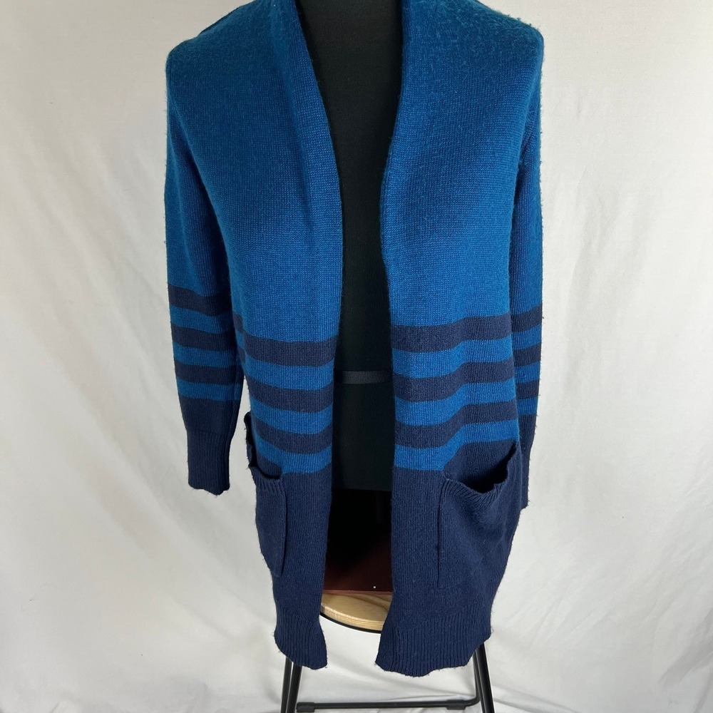 MICHAEL MICHAEL KORS Womens Long Sleeve Blue Stripe Jacket Cardigan XS NWT